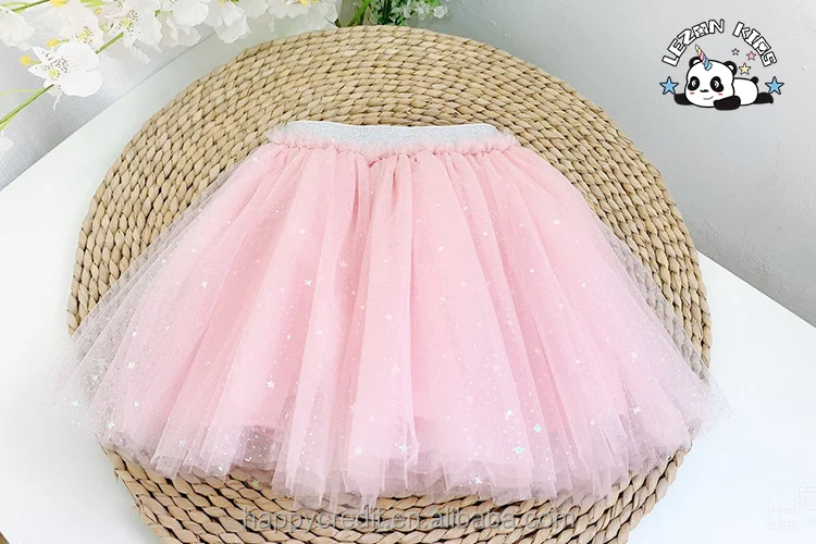LEZONKIDS - OEM Customizable Girls' Spring Summer Three-Layer Tutu Dress Breathable Chiffon Mesh Star Skirt Parties Dance Little Girl Dress